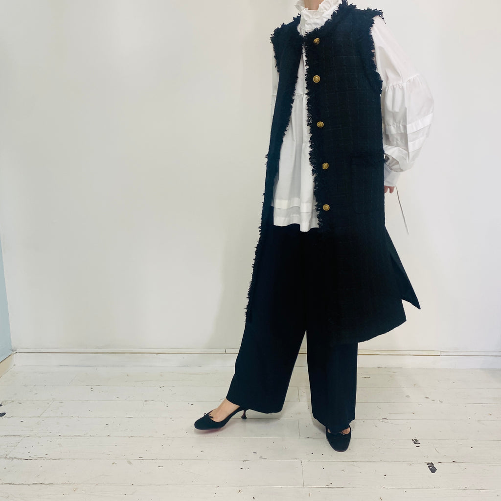 ツイードロングジレ　tweed long gilet