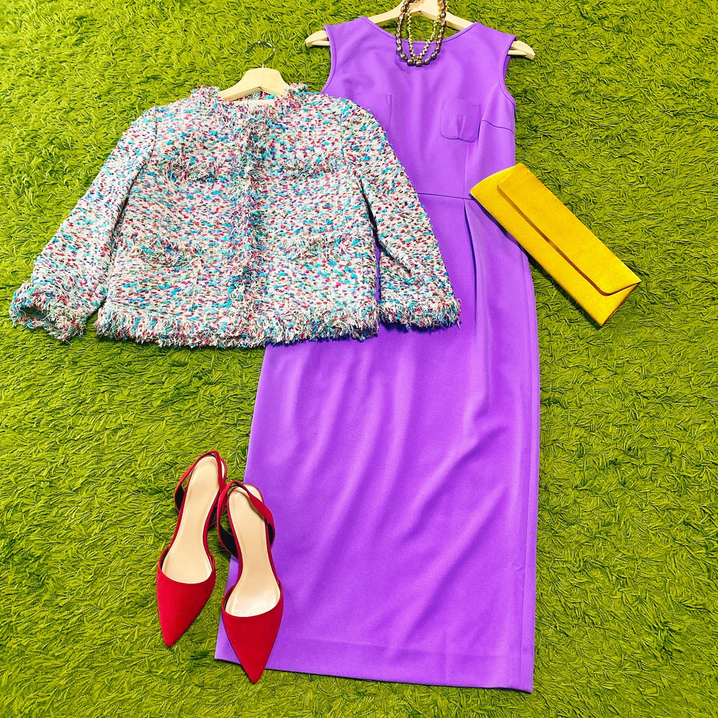 鮮やかな紫ワンピース　Bright purple dress