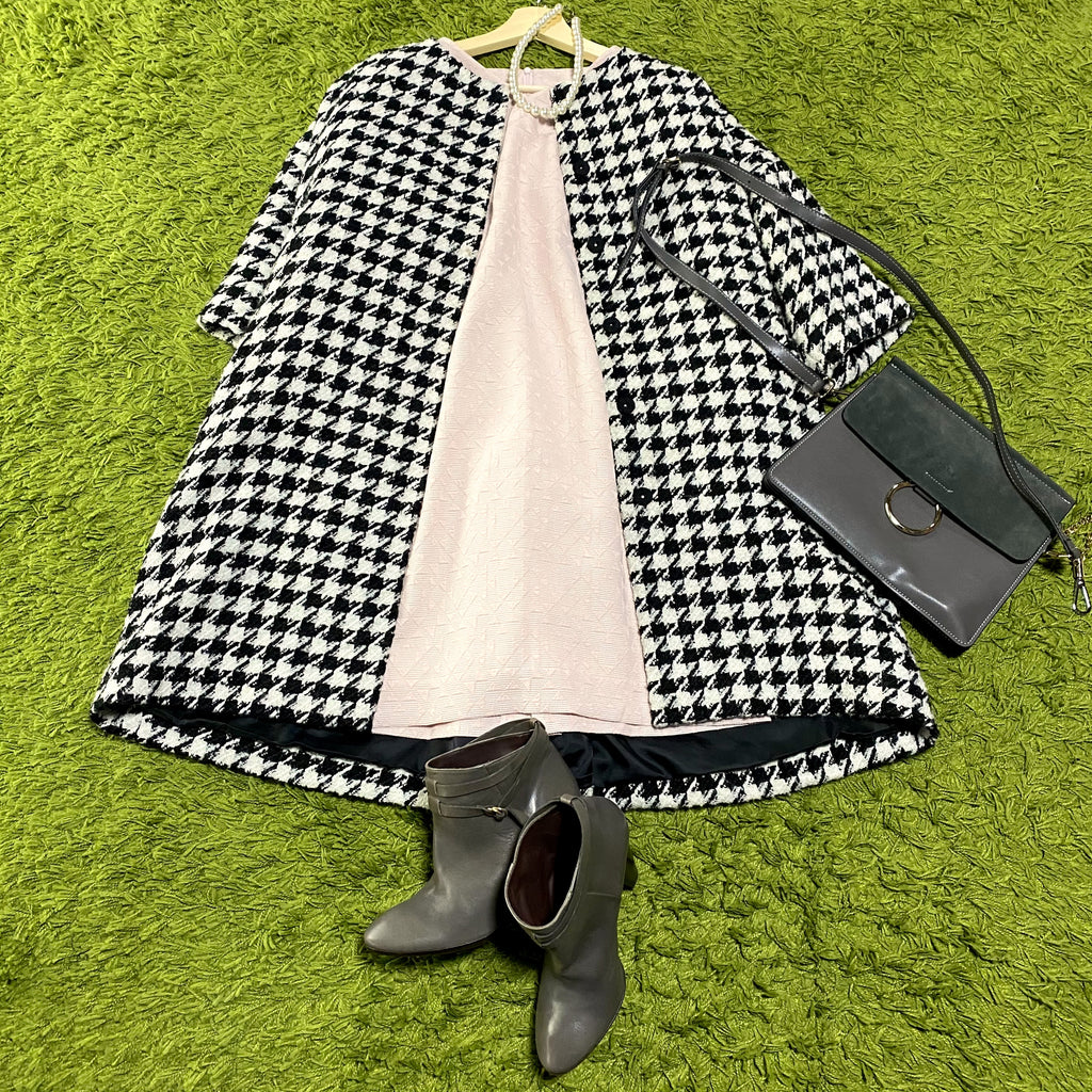 千鳥格子のAラインコート　Houndstooth A-line Coat